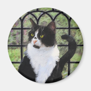 Aimant Tuxedo Chat dans la peinture de fenêtre Art animal