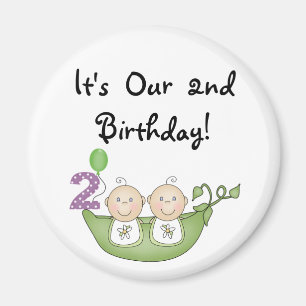 Aimant Twin Peas in a Pod 2e Anniversaire T-shirts et cad