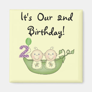 Aimant Twin Peas in a Pod 2e Anniversaire T-shirts et cad