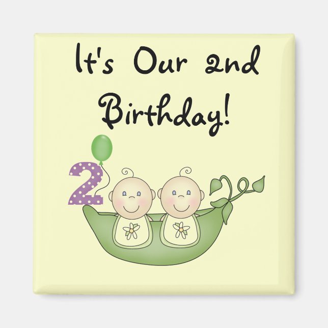 Aimant Twin Peas in a Pod 2e Anniversaire T-shirts et cad (Devant)