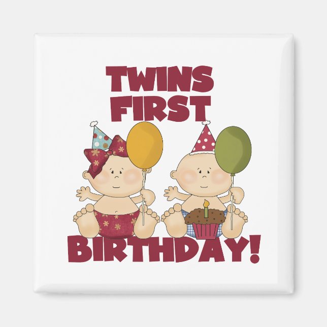 Aimant Twins 1er Anniversaire T-shirts et cadeaux garçon/ (Devant)