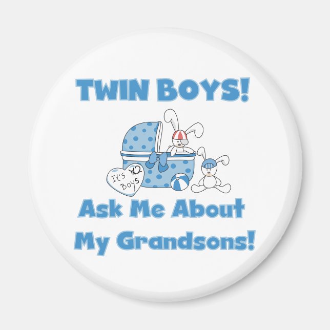 Aimant Twins-Ask About My Grandsons Tshirts and Gifts (Devant)