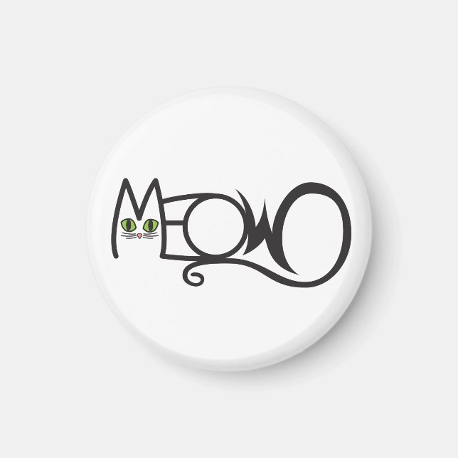 Aimant Typographie de chat Miaou (Devant)