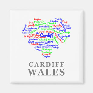 Aimant Typographie du nuage du mot Cardiff Wales personna