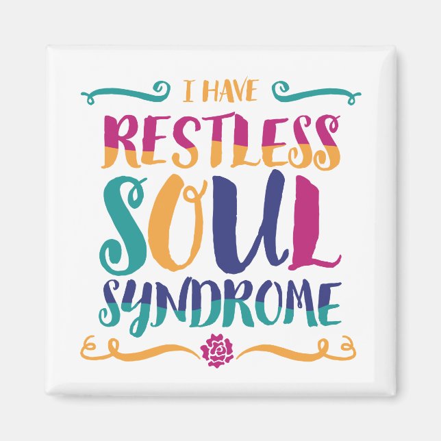 Aimant Typographie du syndrome de l'âme sans repos Hippie (Devant)