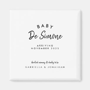 Aimant Typographie simple de grossesse en noir et blanc
