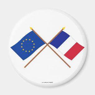 Aimant UE et drapeaux croisés par France