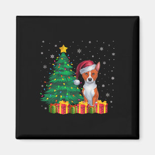 Aimant Ugly Basenji Santa Hat lumières Noël Amoureux des 