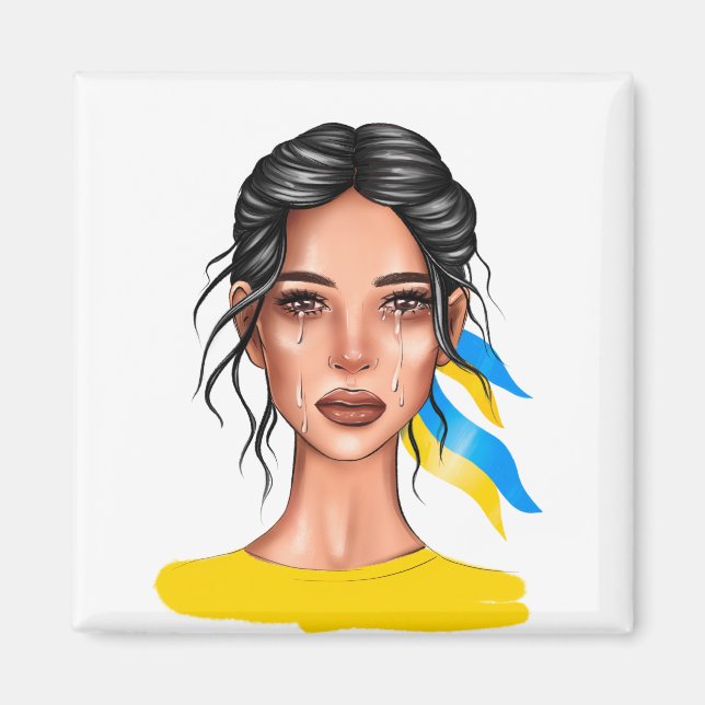 Aimant Ukir Stop War Cheveux noirs (Devant)