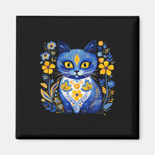 Aimant Ukraine Chat Floral Vintage ukrainien Drapeau Vysh