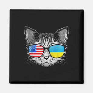 Aimant Ukraine Us Drapeau Racines Cat Ukraine Américain