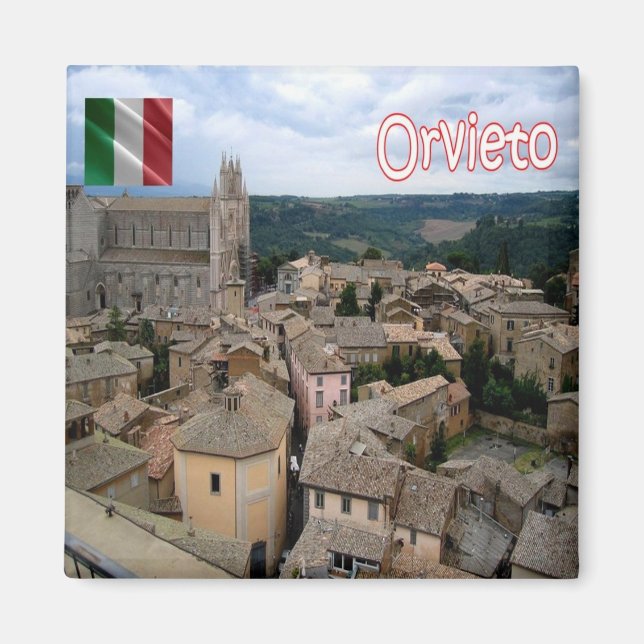 Aimant UMB019 ORVIETO, Vue aérienne, Ombrie, Italie, Frig (Devant)
