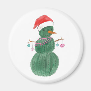 Aimant Un bonhomme de neige de Noël très cactus
