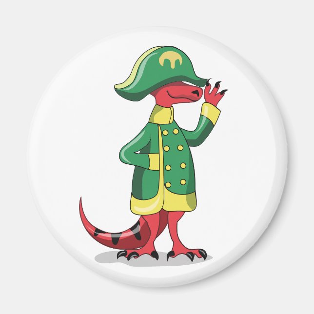 Aimant Un Dessin Tyrannosaur Rex Habillé Comme Napoléon. (Devant)