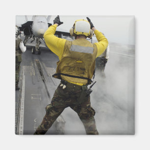 Aimant Un directeur d'avions signale un frelon de F/A-18C