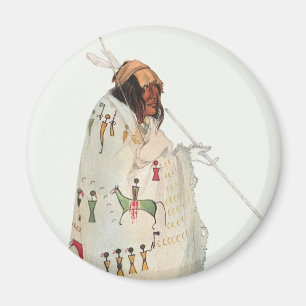 Aimant Un guerrier indien avec portrait de tuyau par Karl