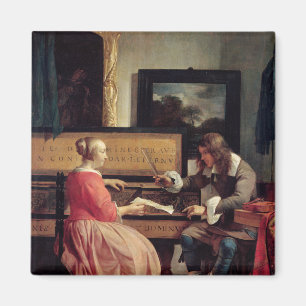 Aimant Un homme et une femme assis par une vierge, c.1665