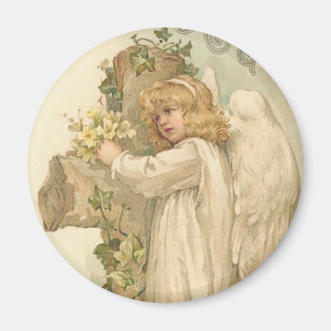 Aimant Un joyeux ange de Pâques Pâques Vintage Pâques (Devant)