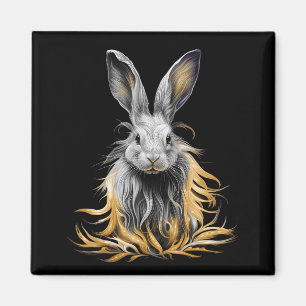 Aimant Un lapin gris génial en feu