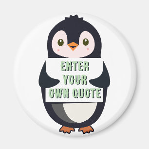 Aimant Un pingouin tenant un panneau avec un texte person