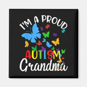 Aimant Un ruban papillon de puzzle de grand-mère d'autism