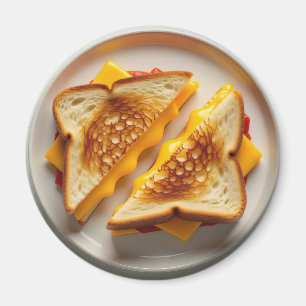Aimant Un sandwich au fromage grillé sur une assiette