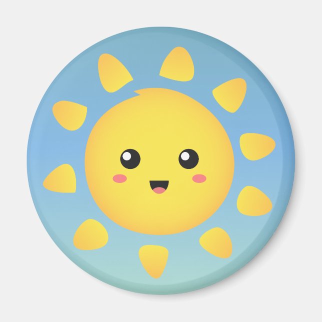 Aimant Un soleil mignon et joyeux qui brille tout autour (Devant)
