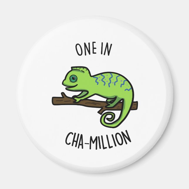 Aimant Un Sur Cha Million Funny Chameleon Pun (Devant)