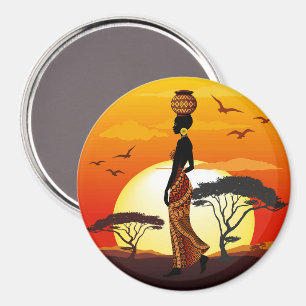 Aimant Une belle femme africaine Silhouette sur les solei