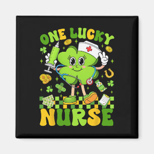 Aimant Une infirmière chanceuse Saint-Patrick Shamrock Ir