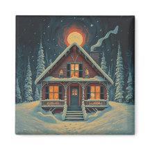 Une maison dans la forêt d'hiver