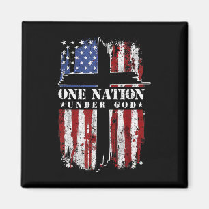 Aimant Une nation sous Dieu Croix Usa Drapeau 4 juillet P
