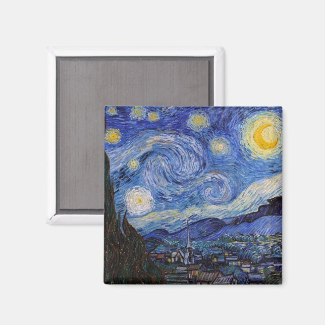 Aimant Une nuit étoilée : Saint Remy par Vincent Van Gogh (Recto/Verso)