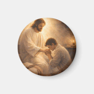Aimant Une prière à genoux avec Jésus