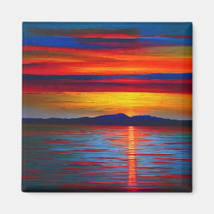 Aimant Une version abstraite du coucher de soleil sur l'o