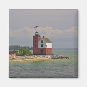 Aimant Une vue de la station de phare de Round Island.