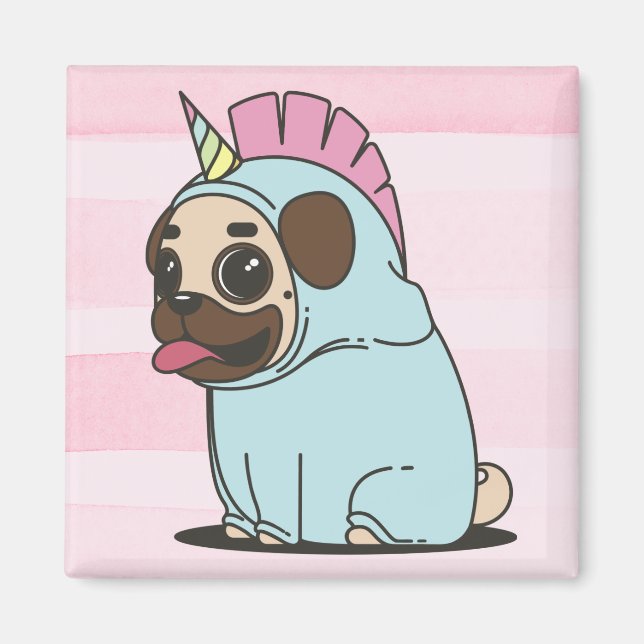 Aimant Unicorn pug (Devant)