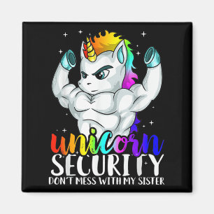 Aimant Unicorn Sécurité Ne Jouez Pas Avec Ma Soeur Drôle