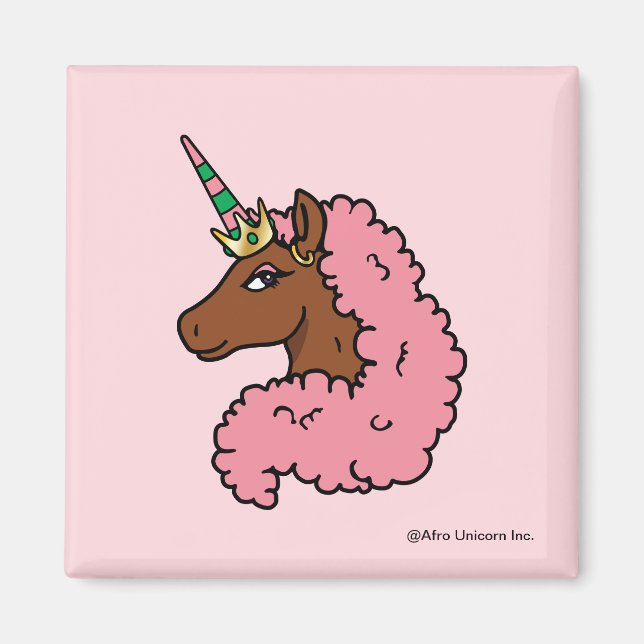 Aimant Unicorne Afro Rose clair (Devant)