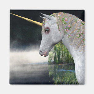 Aimant Unicorne blanche dans l'aimant Imaginaire de fond