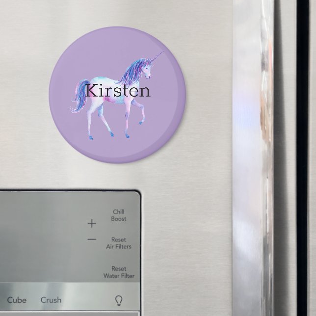 Aimant Unicorne blanche violette (In situ (réfrigérateur))