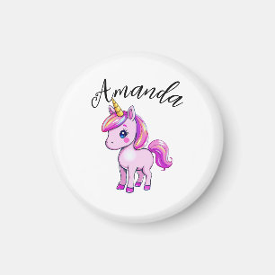 Aimant Unicorne rose vibrant Nom de la fille