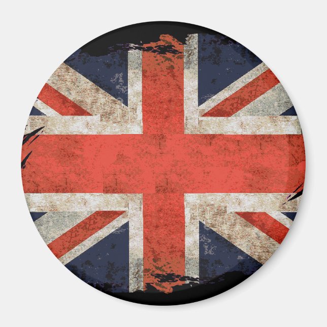 Aimant Union Jack déchiquetée âgée (Devant)