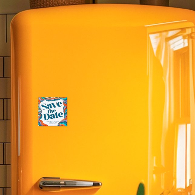 Aimant Unique Bold Boho Super Retro Bleu coloré Vave (Créateur téléchargé)