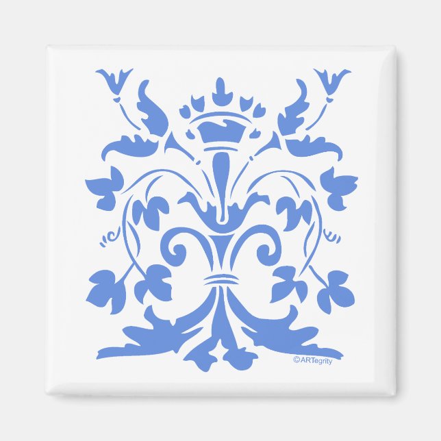 Aimant Unique Fleur de lis Queen (bleu) (Devant)