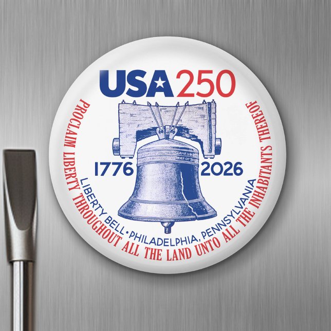 Aimant USA 250 - 1776-2026 - Liberty Bell Rouge Bleu Bleu (USA 250 - Celebrate America - American Revolution 250 Magnet)