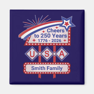 Aimant USA 250 personnalisé - Marquee Rétro Patriotique