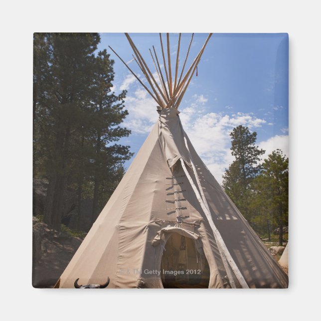 Aimant USA, Dakota du Sud, teepee indienne traditionnelle (Devant)