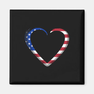 Aimant Usa Flag Heart Memorial Day Vétérinaire Graphisme