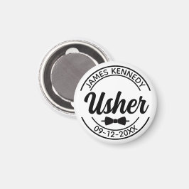 Aimant Usher personnalisé avec nom et date Mariage person